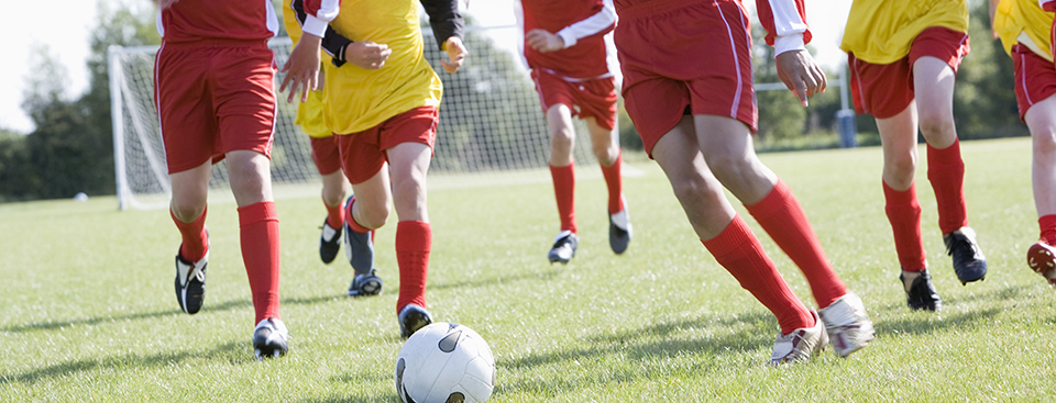Boys playing soccer