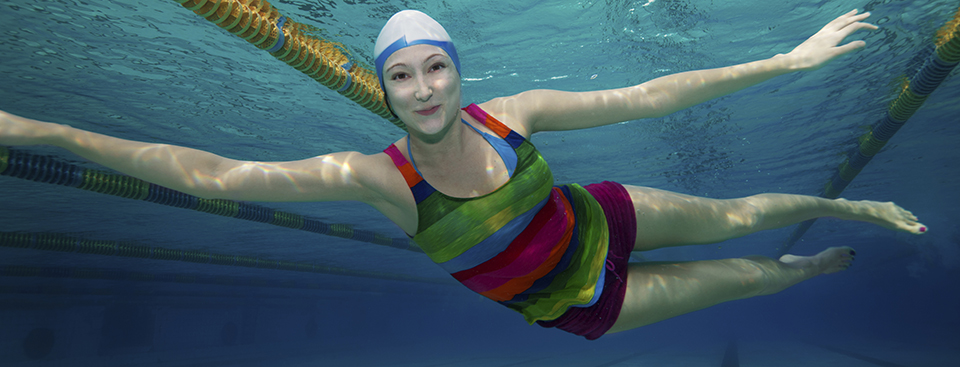 Happy swimming in the pool